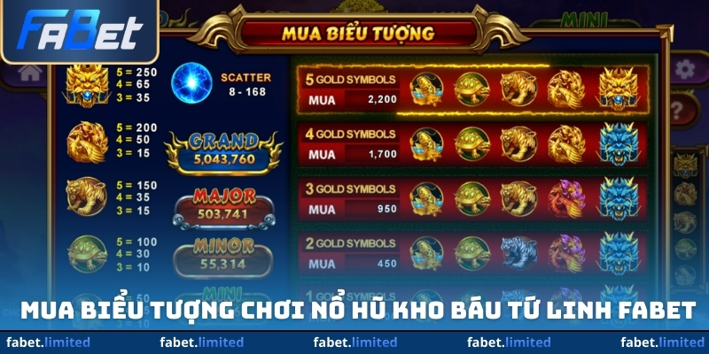Nên mua biểu tượng khi chơi nổ hũ Kho báu tứ linh FABET